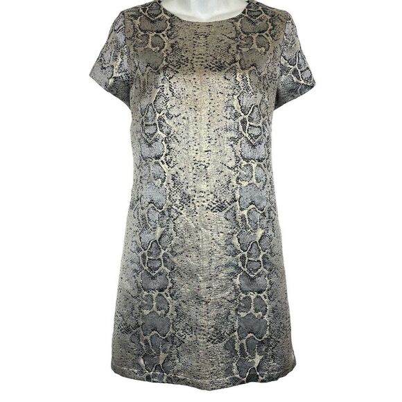Sancturary Clothing Womens Snakeskin Reptile Metallic Mini Cocktail Dress sz M - Picture 1 of 16